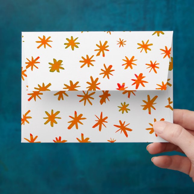 Watercolor stars - orange envelope (Hand)