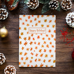 Watercolor stars - orange holiday card