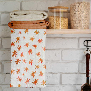 Watercolor stars - orange tea towel