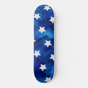 Watercolor Stars Pattern Modern Skateboard