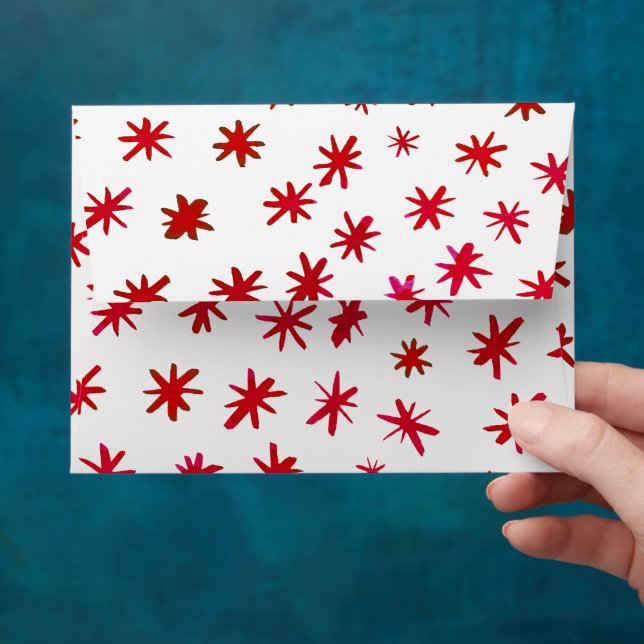 Watercolor stars - red envelope (Hand)