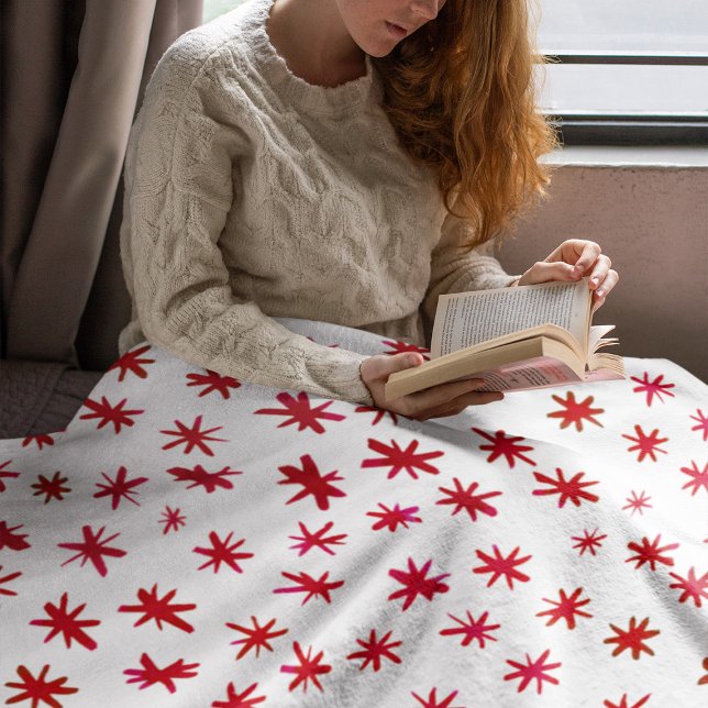 Watercolor stars - red fleece blanket (Creator Uploaded)