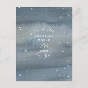 Watercolor Stars Save The Date Postcard