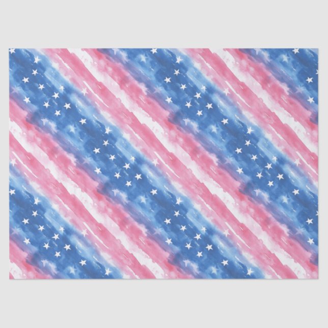 Watercolor Stars & Stripes, 10lb, 17"x23" Tissue Paper (Front)