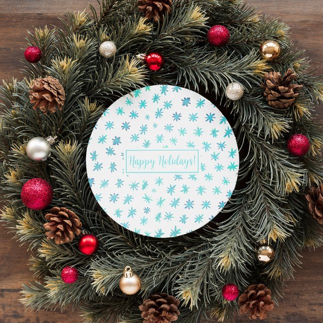 Watercolor stars - turquoise classic round sticker (Creator Uploaded)