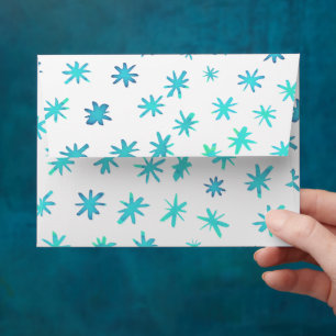 Watercolor stars - turquoise envelope