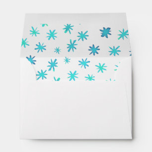 Watercolor stars - turquoise envelope
