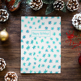 Watercolor stars - turquoise holiday card