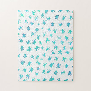 Watercolor stars - turquoise jigsaw puzzle