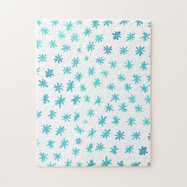 Watercolor stars - turquoise jigsaw puzzle (Vertical)
