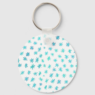 Watercolor stars - turquoise key ring