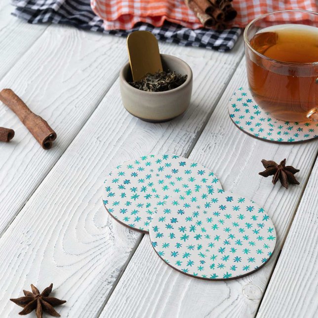 Watercolor stars - turquoise round paper coaster (Creator Uploaded)