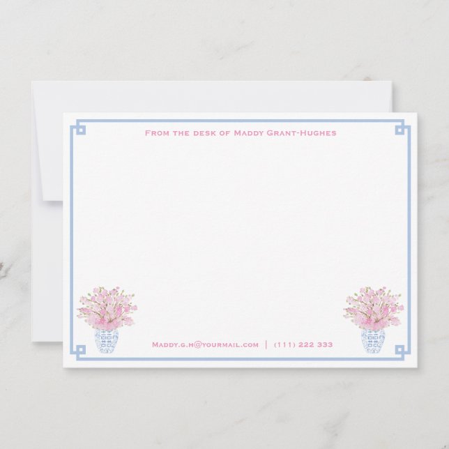 Watercolor Stationery With Name | From The Desk Of Card (Front)