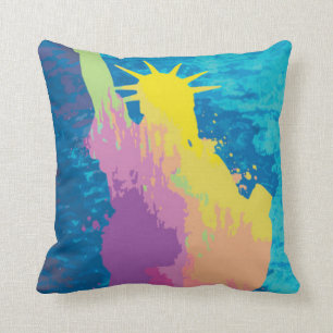 Watercolor Statue of Liberty Cushion