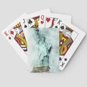 Watercolor Statue of Liberty Playing Cards