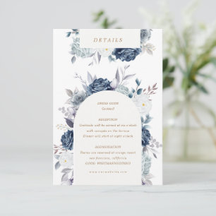 watercolor steal blue floral details enclosure card