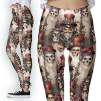 Watercolor Steampunk Santa Gothic Festive Skulls