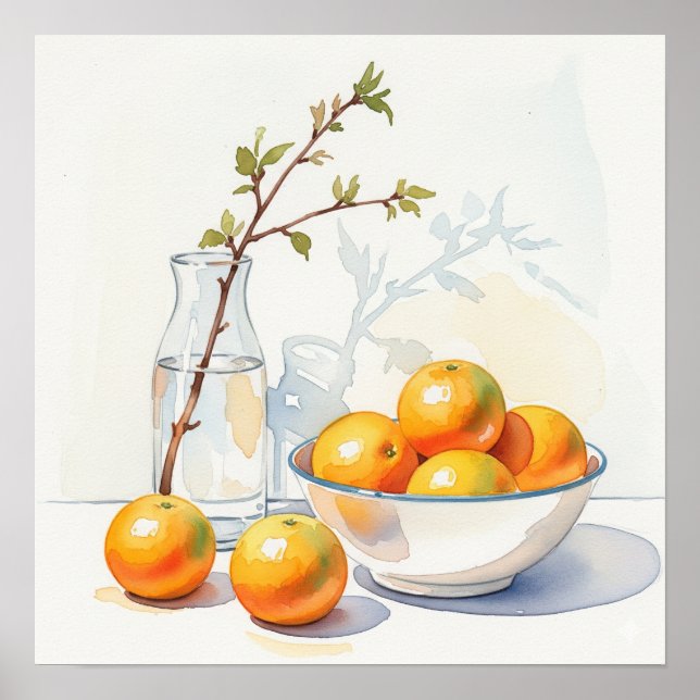 Watercolor Still Life - Oranges Poster (Front)