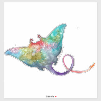Watercolor Stingray Custom Cut Vinyl Sticker