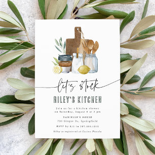 Watercolor Stock the Kitchen Bridal Shower Invitation