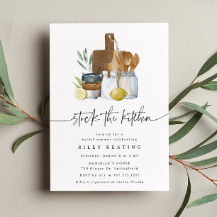 Watercolor Stock the Kitchen Bridal Shower Invitation