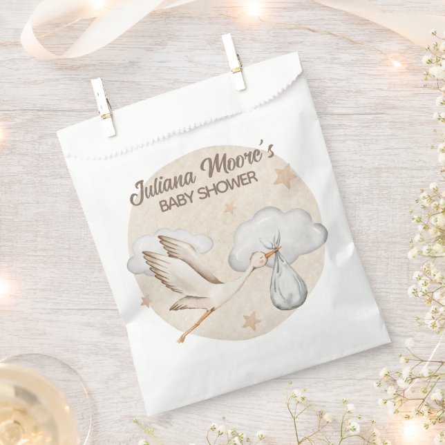 Watercolor Stork Baby Shower Favour Bag (Clipped)