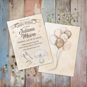 Watercolor Stork Baby Shower Invitation