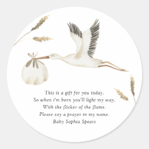 Watercolor stork - Prayer Candle Label