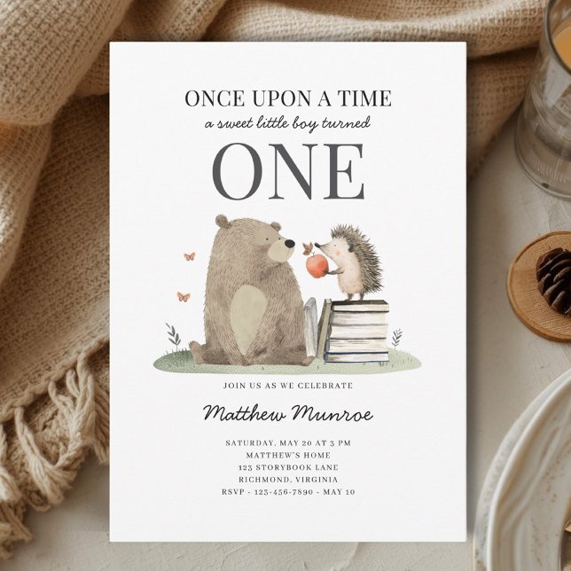 Watercolor Storybook Woodland Animals 1st Birthday Invitation (Creator Uploaded)