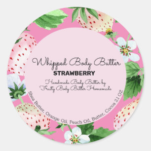 Watercolor Strawberries Bath Branding Packaging Classic Round Sticker