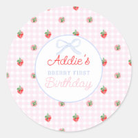 Watercolor Strawberries berry first birthday