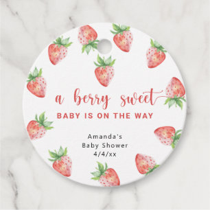 Watercolor strawberries favour tags