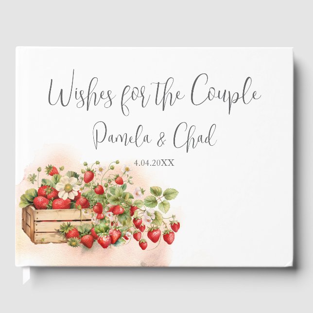 Watercolor Strawberries Guest Book (Front)