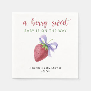 Watercolor strawberries napkin