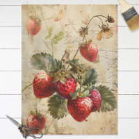 Watercolor Strawberries on Parchment Decoupage