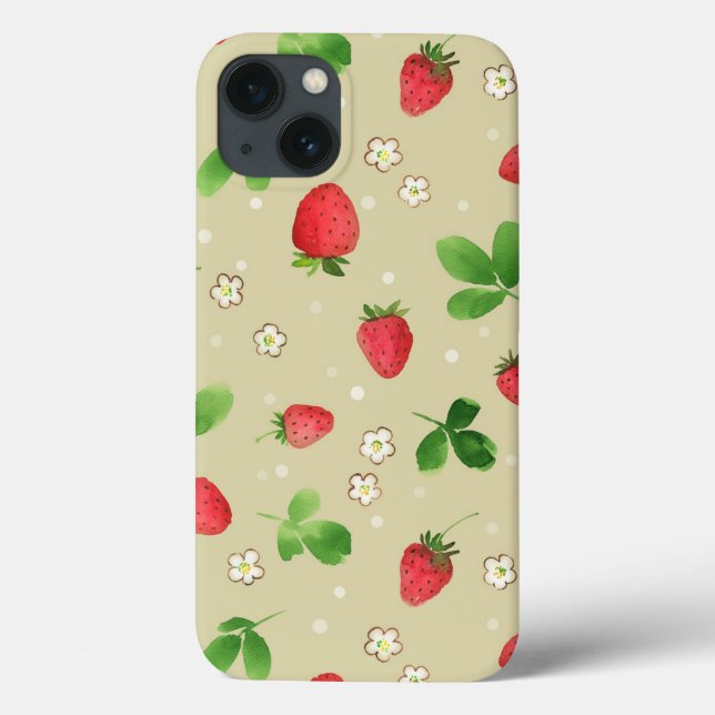 Watercolor strawberries pattern Case-Mate iPhone case (Back)