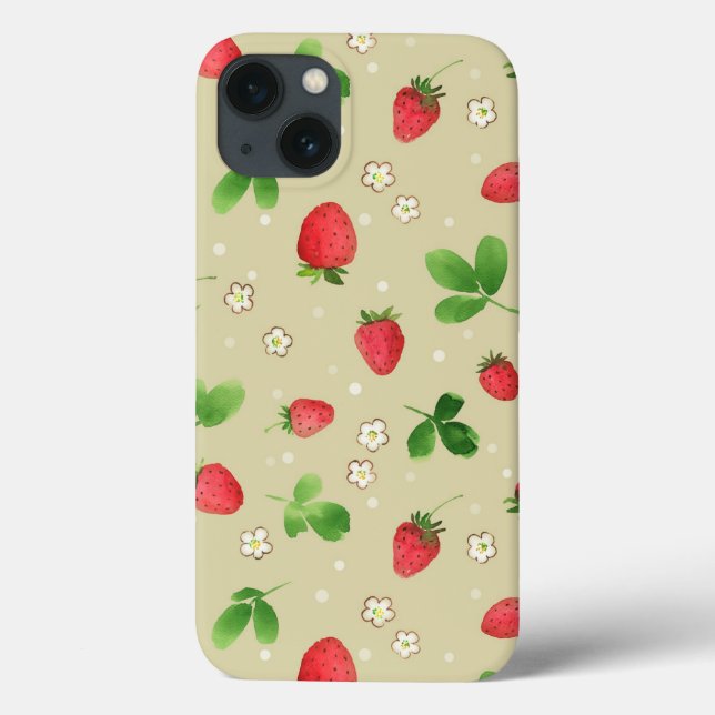 Watercolor strawberries pattern Case-Mate iPhone case (Back)
