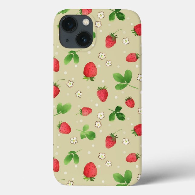 Watercolor strawberries pattern Case-Mate iPhone case (Back)