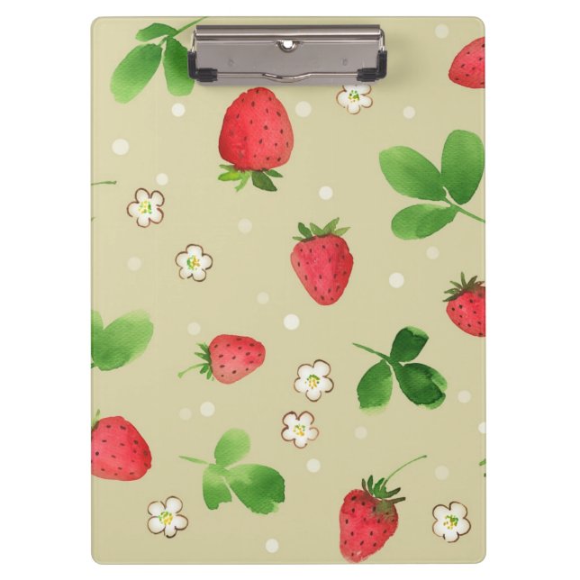 Watercolor strawberries pattern clipboard (Front)