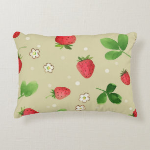 Watercolor strawberries pattern decorative cushion