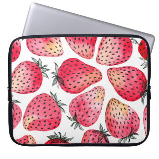 Watercolor strawberries pattern. laptop sleeve
