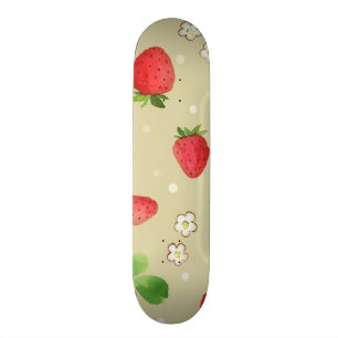 Watercolor strawberries pattern skateboard