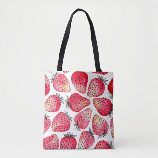 Watercolor strawberries pattern. tote bag