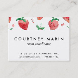 Watercolor Strawberries Pink & Red Painted Berries Business Card