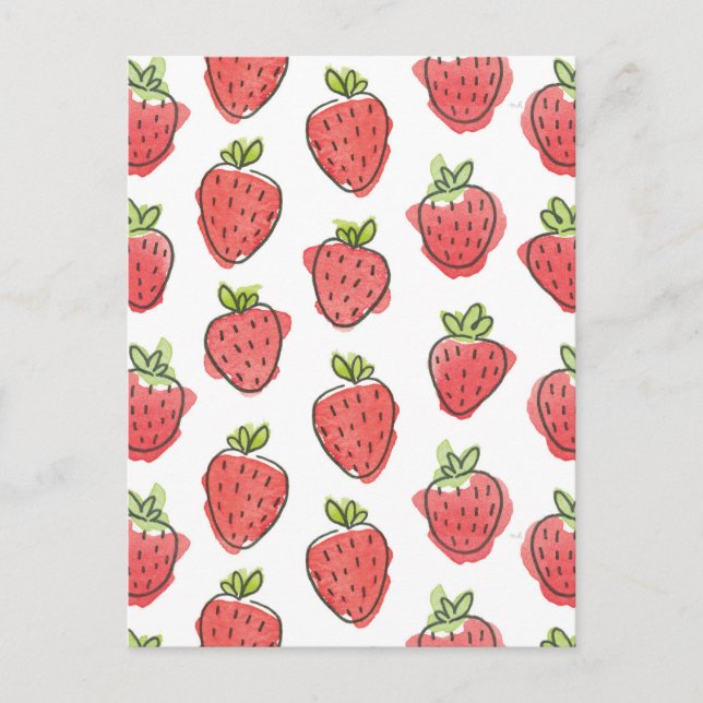 Watercolor Strawberries Postcard (Front)