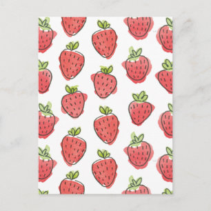 Watercolor Strawberries Postcard