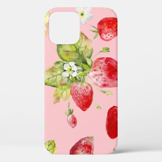 Watercolor strawberries, seamless, fruity pattern. Case-Mate iPhone case (Back)