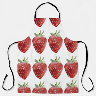 Watercolor strawberries: seamless pattern apron