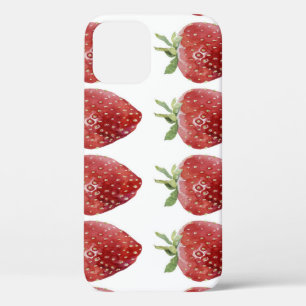 Watercolor strawberries: seamless pattern iPhone 12 case