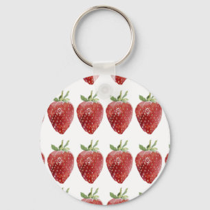 Watercolor strawberries: seamless pattern key ring